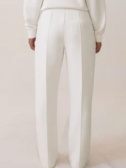 Reiss Jemma Premium Interlock Wide-Leg Joggers Ivory Discount