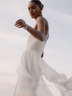 Reiss Ivory Rhiannon Silk Ruffle Bandeau Wide-Leg Jumpsuit Sale