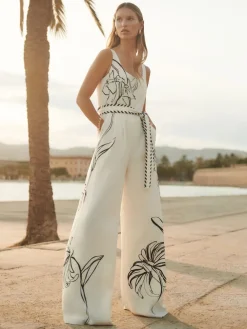 Reiss Ivory/Black Kinsley | NYBG Floral-Print Jumpsuit Clearance