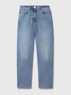 Reiss Selin Petite Mid Rise Straight Leg Jeans Light Blue Hot