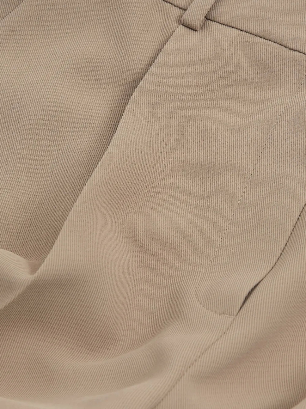 Reiss Eden Elasticated-Waist Wide-Leg Twill Trousers Mink Neutral New