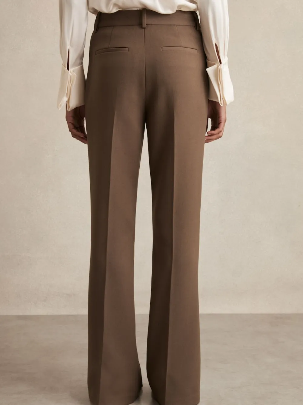 Reiss Gabi Petite Flared Suit Trousers Mink Neutral Sale