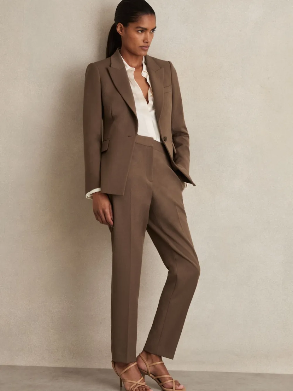 Reiss Gabi Slim-Fit Suit Trousers Mink Neutral Discount