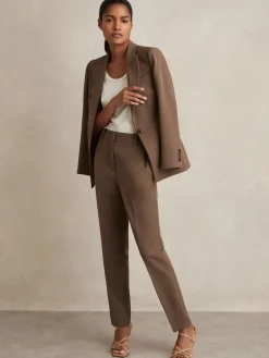 Reiss Gabi Tailored Single Breasted Suit Blazer Mink Neutral Discount