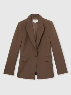 Reiss Gabi Tailored Single Breasted Suit Blazer Mink Neutral Discount