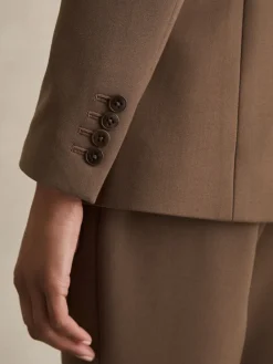 Reiss Gabi Tailored Single Breasted Suit Blazer Mink Neutral Discount