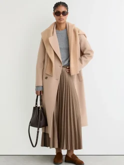 Reiss Seren Pleated Midi Skirt Mocha Brown Online