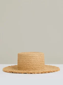 Reiss Natural Freya Straw Boater Hat Sale