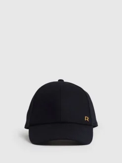 Reiss Fiona Wool-Blend Flannel Baseball Cap Navy Clearance