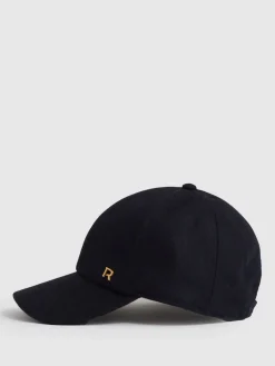 Reiss Fiona Wool-Blend Flannel Baseball Cap Navy Clearance