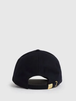 Reiss Fiona Wool-Blend Flannel Baseball Cap Navy Clearance