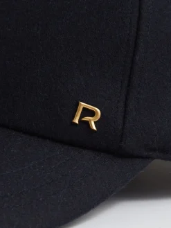 Reiss Fiona Wool-Blend Flannel Baseball Cap Navy Clearance