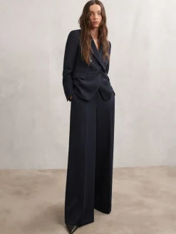 Reiss Gabi Petite Double-Breasted Suit Blazer Navy Online