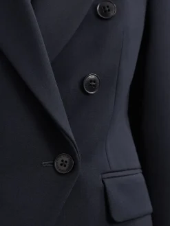 Reiss Gabi Petite Double-Breasted Suit Blazer Navy Online