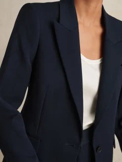 Reiss Gabi Petite Tailored Single Breasted Suit Blazer Navy Sale