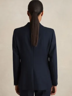 Reiss Gabi Petite Tailored Single Breasted Suit Blazer Navy Sale