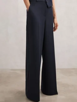 Reiss Gabi Wide-Leg Suit Trousers Navy Best
