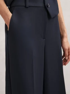 Reiss Gabi Wide-Leg Suit Trousers Navy Best