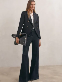 Reiss Navy Gigi Petite Wool-Blend Double-Breasted Blazer Outlet