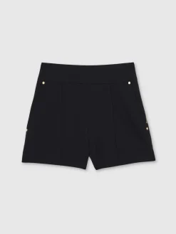 Reiss Navy Immie Stud-Detail Tailored Shorts