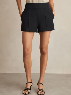 Reiss Navy Immie Stud-Detail Tailored Shorts