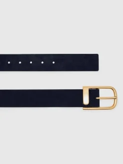 Reiss Iyla Suede Half Keeper Belt Navy Clearance