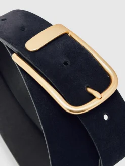 Reiss Iyla Suede Half Keeper Belt Navy Clearance