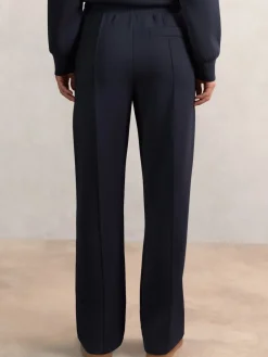 Reiss Jemma Petite Premium Interlock Wide-Leg Joggers Navy New