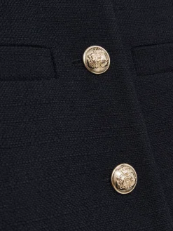 Reiss Navy Nola Cropped Wool Single Breasted Jacket Sale