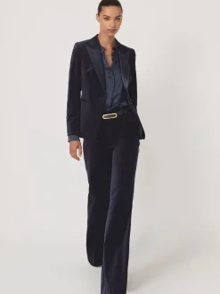 Reiss Navy Verda Velvet Single-Breasted Tuxedo Blazer Best