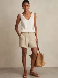 Reiss Neutral Ashby Linen Shorts Best
