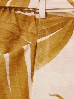 Reiss Neutral Avril Palm Print Belted Shorts