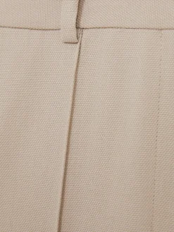 Reiss Neutral Brittany Straight-Leg Textured Wool-Blend Suit Trousers New