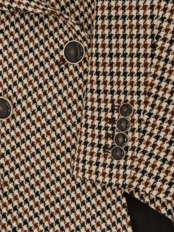 Reiss Neutral Check Hartley Wool-Blend Double-Breasted Check Blazer Online