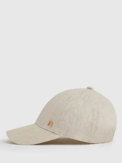 Reiss Neutral Lilly Linen Logo Baseball Cap Sale