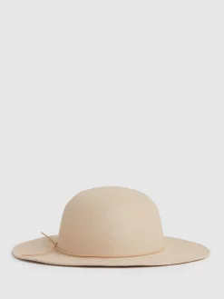 Reiss Neutral Lucy Wool Felted Brim Hat Online