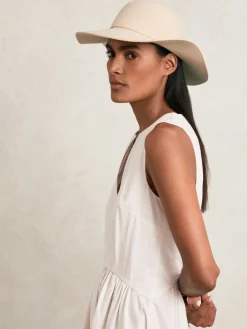 Reiss Neutral Lucy Wool Felted Brim Hat Online