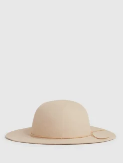 Reiss Neutral Lucy Wool Felted Brim Hat Online