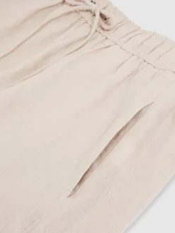 Reiss Neutral Willow Linen-Blend Drawstring Shorts Online