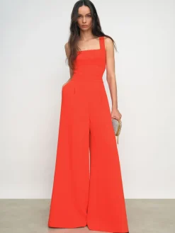 Reiss Dion Wide-Leg Cut-Out Jumpsuit Orange Hot