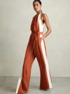 Reiss Orange Inez Colour-Block Rope-Cord Jumpsuit New