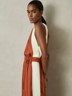 Reiss Orange Inez Colour-Block Rope-Cord Jumpsuit New