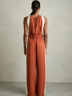 Reiss Orange Inez Colour-Block Rope-Cord Jumpsuit New