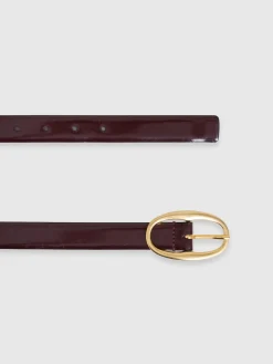 Reiss Oxblood Drew Patent Leather Oval Buckle Belt