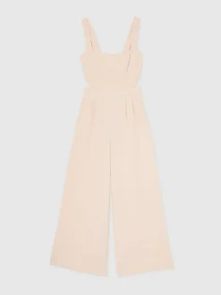 Reiss Dion Wide-Leg Cut-Out Jumpsuit Pale Pink Sale