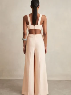 Reiss Dion Wide-Leg Cut-Out Jumpsuit Pale Pink Sale