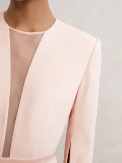 Reiss Pale Pink Evora Plunge-Neck Split-Sleeve Jumpsuit Best