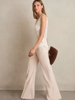 Reiss Pink Darcie Petite Wide-Leg Suit Trousers Online