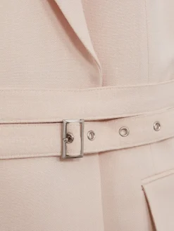 Reiss Pink Darcie Single-Breasted Belted Suit Jacket Sale