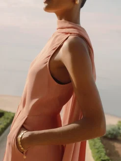 Reiss Farley Wide-Leg Cape Jumpsuit Pink Clearance